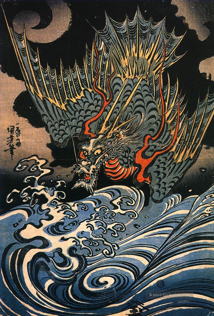 Drache Utagawa Kuniyoshi Ukiyo e Ölgemälde
